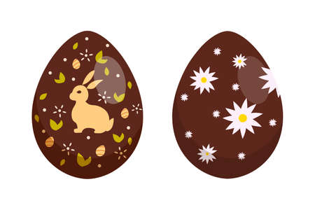 Set Easter eggs, collection of vector illustration in cartoon style, isolatedのイラスト素材