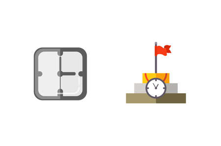 Time management planning and control. Clock, timer, speed, alarm, restore, calendar. Vector flat illustrations set.のイラスト素材