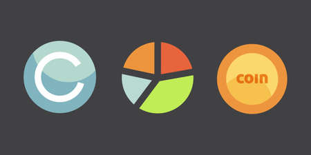 Token ICO vector illustration and blockchain technology icons.のイラスト素材