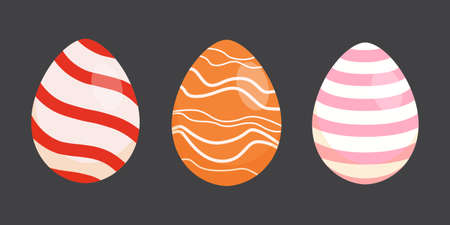 Set Easter eggs, collection of vector illustration in cartoon style, isolatedのイラスト素材