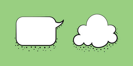 Set speech bubble design template in a shape of  a rectangle and cloudのイラスト素材