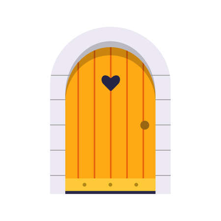 Yellow door front view with a heart shapeのイラスト素材