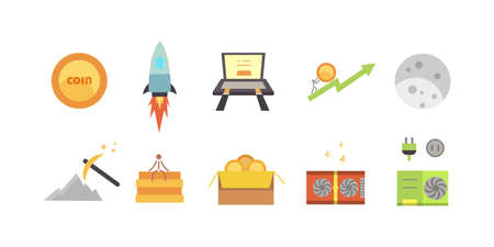 Token ICO vector illustration and blockchain technology iconsのイラスト素材