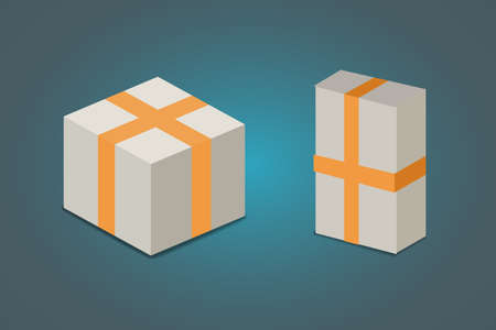 Set open and closed carton box. Delivery packaging vector illustrationのイラスト素材