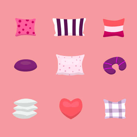 Set cool pillows vector illusration in cartoon styleのイラスト素材