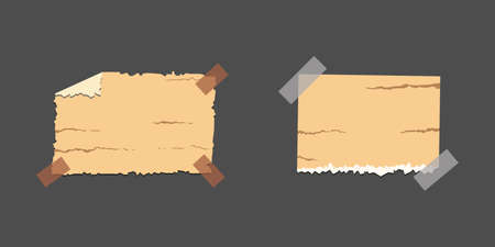 Old torn paper with ragged edge. Vintage note papers collection. Vector illustration.のイラスト素材