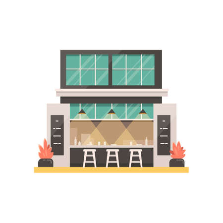 Store building vector illustration. cafe exterior, restaurant or cafe, market.のイラスト素材