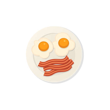 Fried eggs with bacon breakfast isolated cetor illustrationのイラスト素材