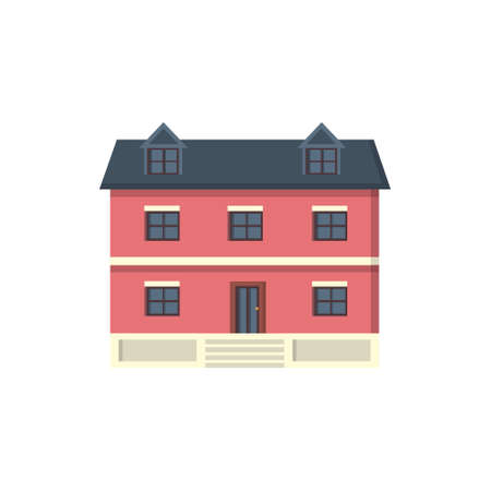 suburban private house Houses exterior. Vector urban building icon.のイラスト素材