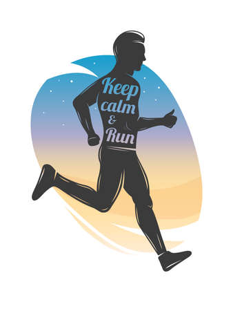 Running men isolated. Runner vector symbol. keep calm and run sport and competition concept.のイラスト素材