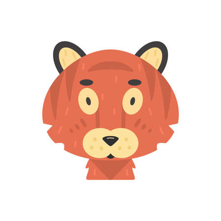 Cute kid tiger face vector illustration isolated on white.のイラスト素材