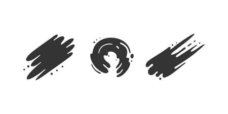 Black paint blots collection of vector icons. Cartoon paint splatters and ink splashes.のイラスト素材
