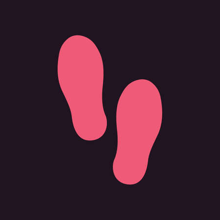 Cute human footprints. Vector footprint silhouette set in cartoon styleのイラスト素材