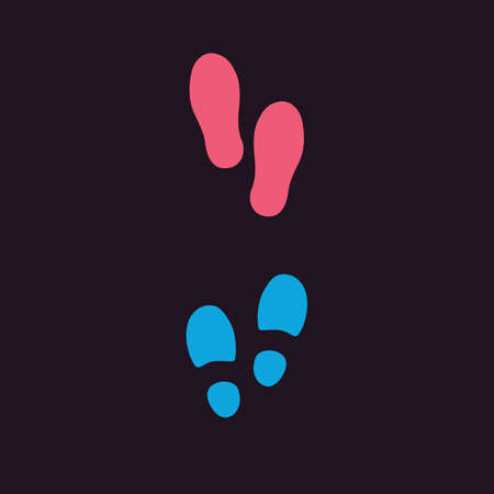 Cute human footprints. Vector footprint silhouette set in cartoon style.のイラスト素材
