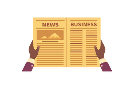 Newspaper in hands vector icon in cartoon style.