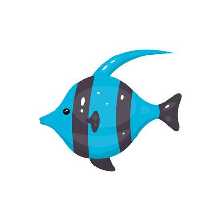Tropical fish vector icon in cartoon hand drawn style. Sea animal illustration. Marine life.のイラスト素材