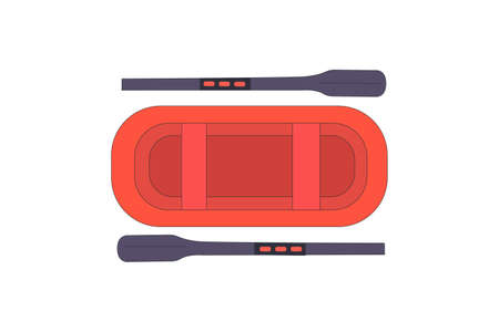 inflatable boat vector isolated icon on white in cartoon style.のイラスト素材