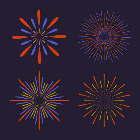 Vector abstract colorful Fireworks On Dark Background. Firework show for new year, xmas, birthday,...