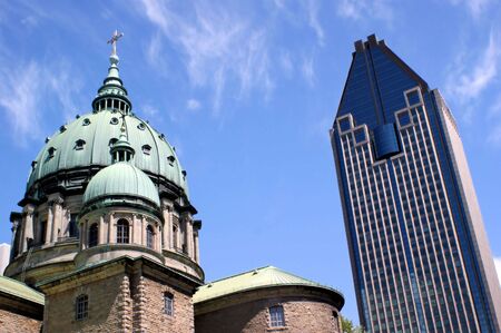 Church and Modern Buildingの写真素材