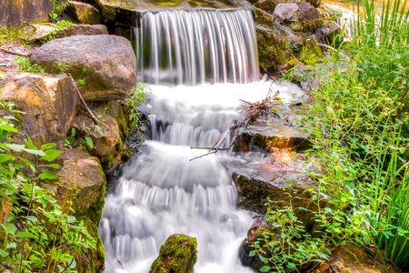 HDR image A small waterfall cascadingの写真素材