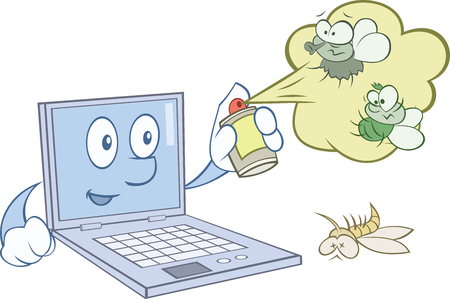Computer is protecting from internet viruses illustrationのイラスト素材