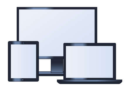 Illustration of the tablet computer, lcd monitor, laptop and tabletのイラスト素材