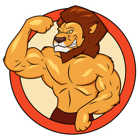 Illustration of the muscular lion posingのイラスト素材