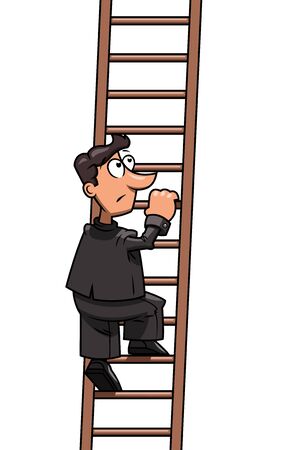 Illustration of the businessman at the beginning of long way up to successのイラスト素材