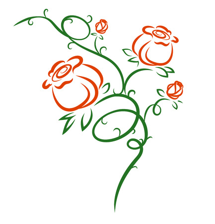 Illustration of the abstract fantasy flowers black silhouette on white backgroundのイラスト素材