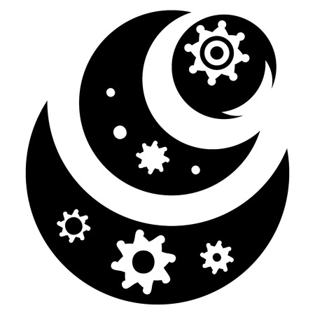 Illustration of the abstract fantasy industrial black silhouette with cogwheelsのイラスト素材