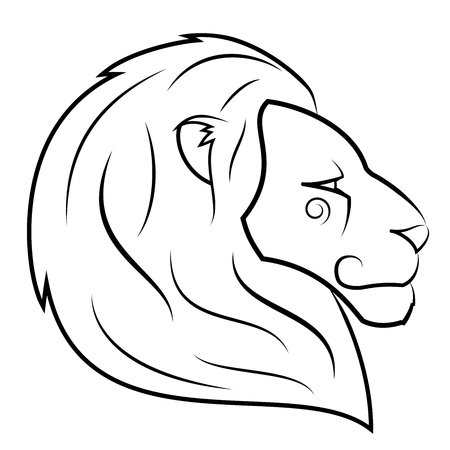 Illustration of the lion head on white backgroundのイラスト素材
