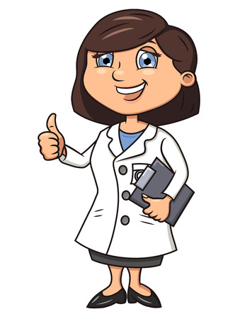 Illustration of the smiling female doctor making a thumb upのイラスト素材