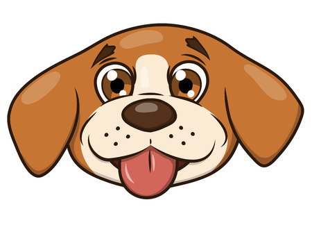Illustration of the smiling happy cute little puppy headのイラスト素材