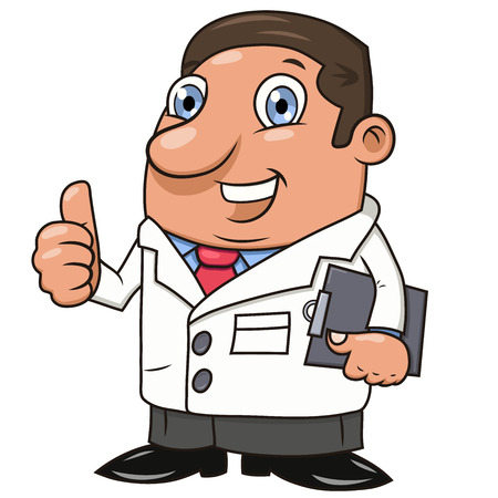 Illustration of the smiling male doctor making a thumb upのイラスト素材