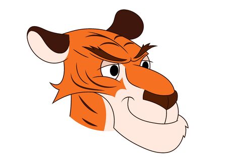 Illustration of the smiling tiger head. White background.のイラスト素材