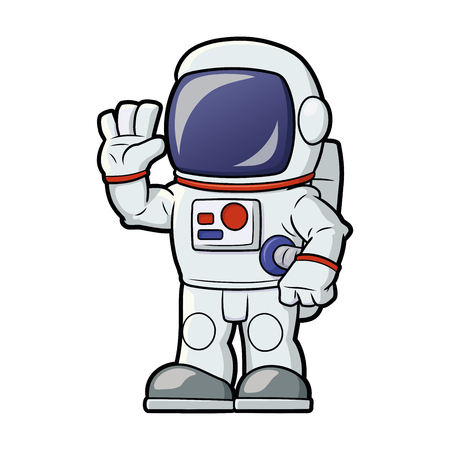 Illustration of the astronaut waving hand on white backgroundのイラスト素材