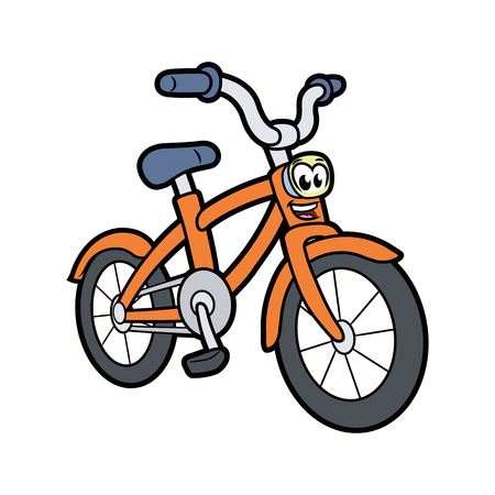 Illustration of a cute smiling bicycle isolated on a white backgroundのイラスト素材