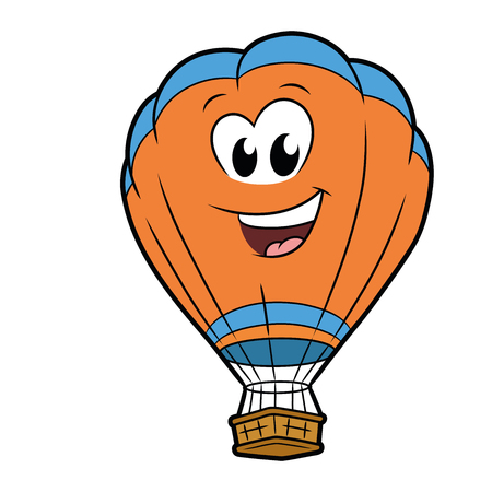 Illustration of a cute smiling aerostat isolated on a white backgroundのイラスト素材