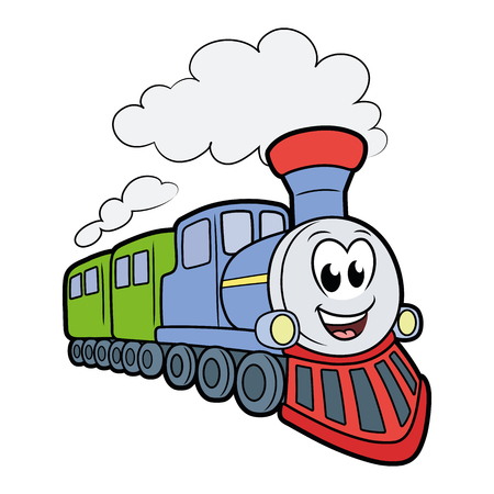 Illustration of a cute smiling train isolated on a white backgroundのイラスト素材