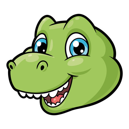 Cute baby t-rex head on white backgroundのイラスト素材