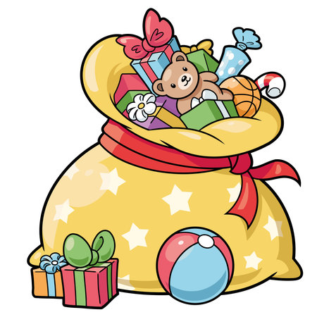 Vector illustration of Santa Claus bag full of Christmas giftsのイラスト素材
