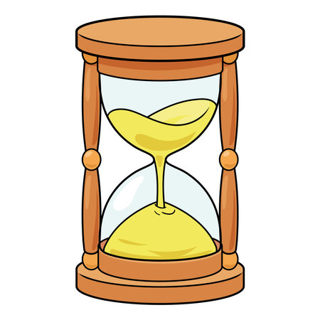 Cartoon illustration of retro sand clock on white backgroundのイラスト素材
