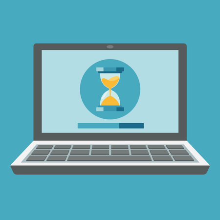 Flat style vector illustration of laptop screen with loading bar