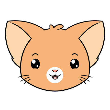 Cartoon illustration of cute little kitten head on white backgroundのイラスト素材