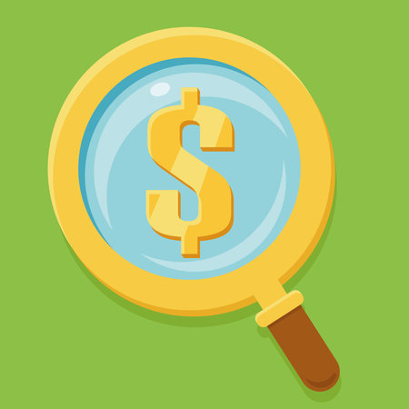 Vector illustration of magnifying glass and dollar sign iconのイラスト素材
