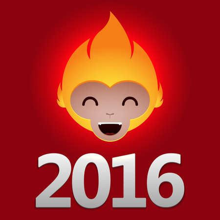 2016 Fire Monkey. Vector illustration. Chinese new yearのイラスト素材