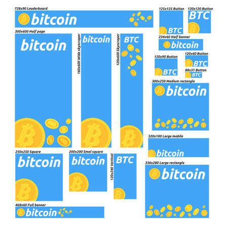 Flat design banner concepts for bitcoin, finance, market and financia news, consulting, m-banking, online investing. Concepts for web banners and promotional materials.のイラスト素材
