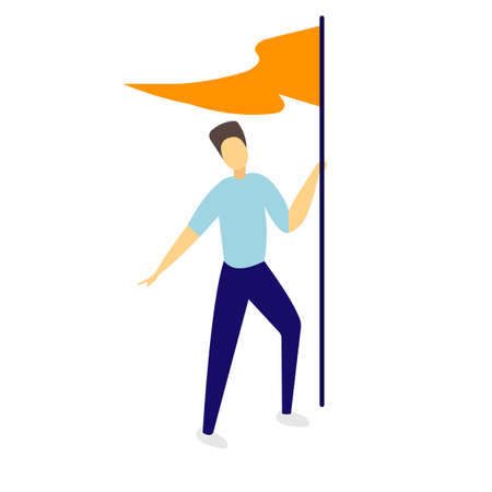 A man with a flag. Location, vector illustrationのイラスト素材
