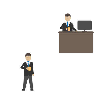 Manager in the office. A man with a Cup of coffee, vector illustrationのイラスト素材