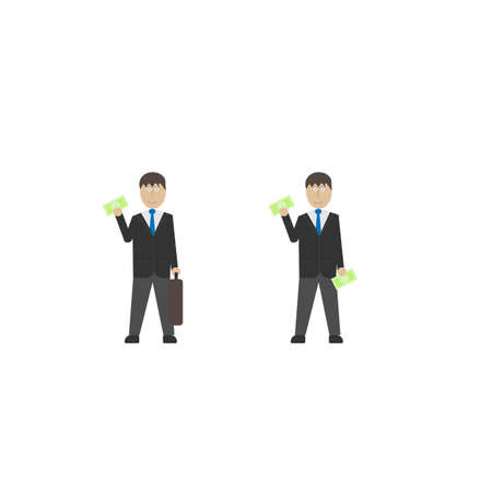 Businessman with a bundle of money, vector illustrationのイラスト素材